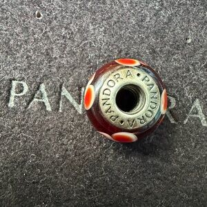 Genuine Pandora Orange/Red Flower for You Murano Glass Charm